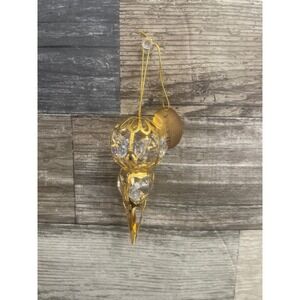 Alaska Crystal Ornament Gold Tone tear drop Icicle Christmas Holiday Decor